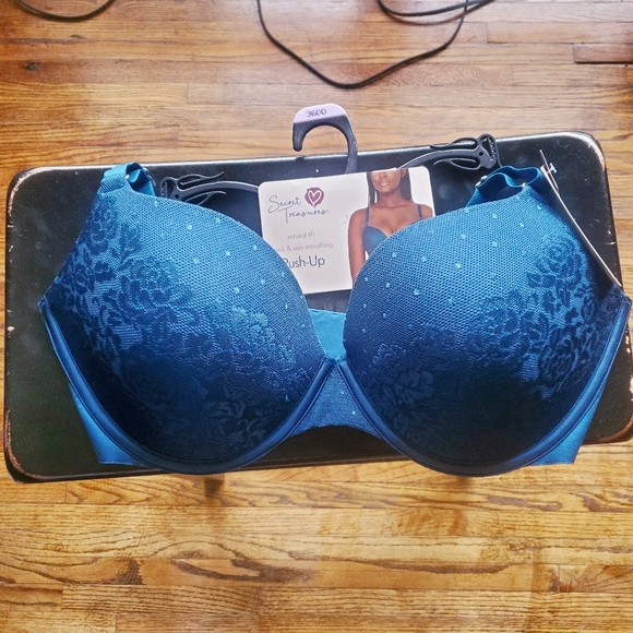 Secret Treasures Navy Blue Lace Detail Push Up Bra Size 36 DD NWT - Picture 4 of 10